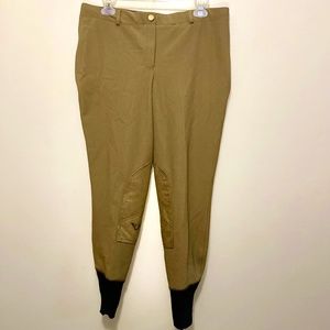 TuffRider Ladies Ribb Low rise Pull-On Knee Patch Riding Breeches EUC